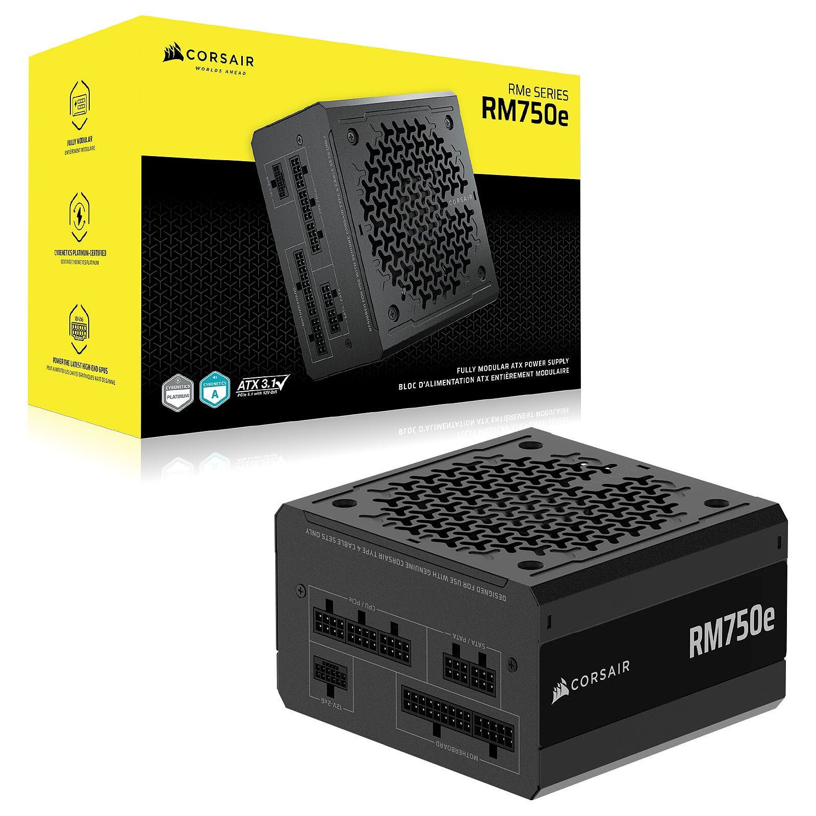 Corsair Alimentation PC RM750e Fully Modular Ref: CP-9020295-EU  Noir Image principale du produit