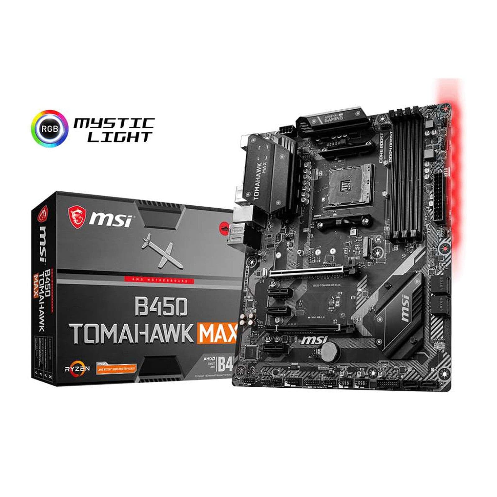 MSI B450 Tomahawk Max - Carte mère | Mystic Light prix maroc- Smartmarket.ma Image principale du produit